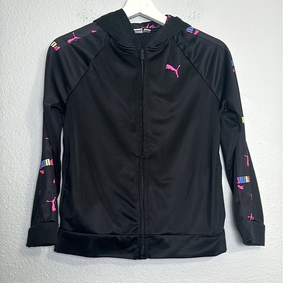 Puma Youth Girls Size Large 12/14 Black Full Zip Pants  Track Outfit Set School - Picture 2 of 13